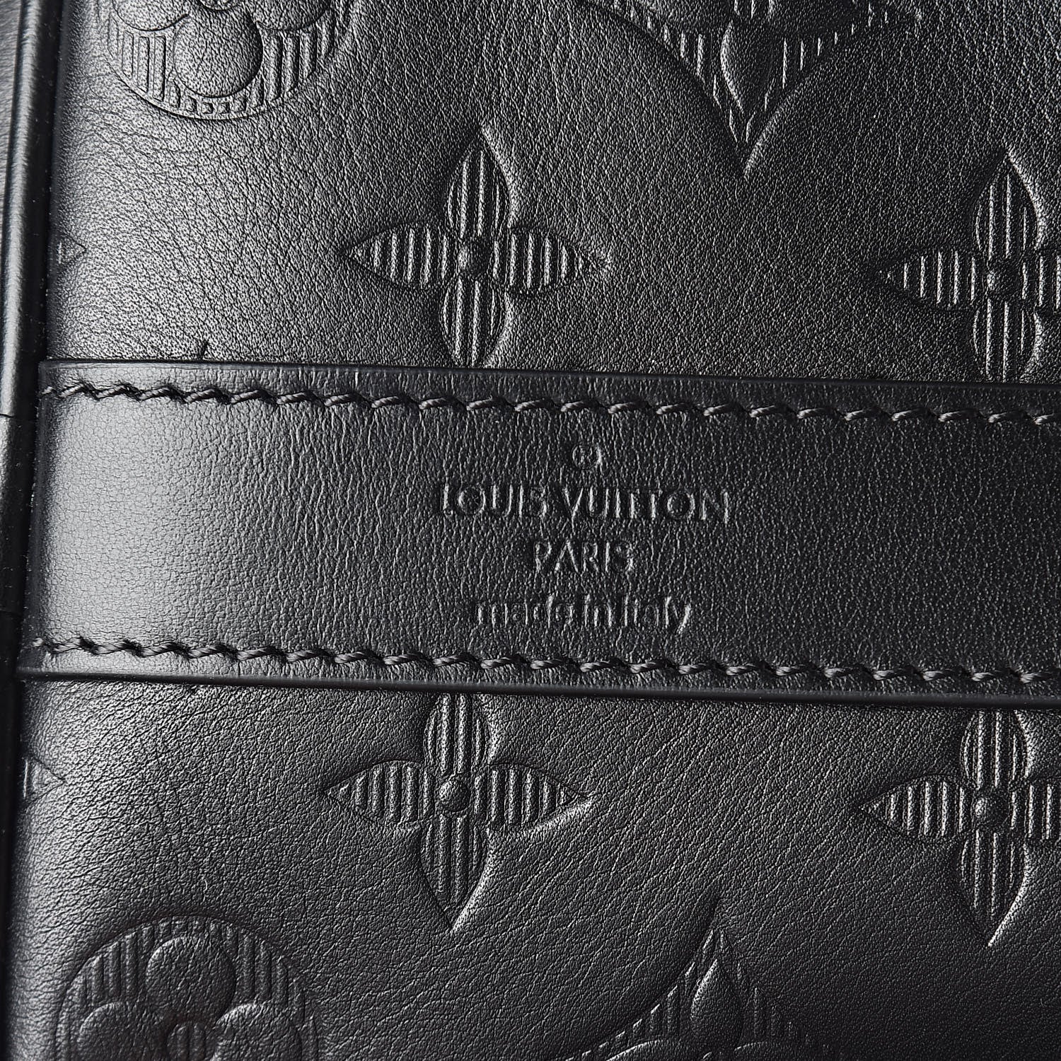 Louis Vuitton Calfskin Shadow Monogram Keepall Bandouliere 50 Black 6 of 10