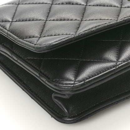 Chanel Lambskin Quilted Wallet On Chain WOC Black 9 of 10