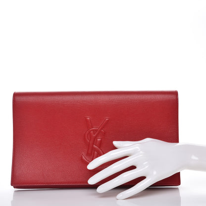 Saint Laurent Calfskin Monogram Large Belle De Jour Clutch Red 2 of 7