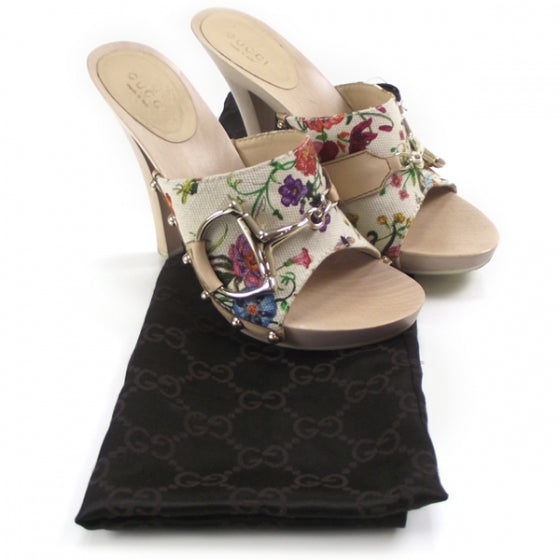 Gucci Floral Canvas Horsebit Heels 6 B 4 of 8