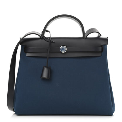 Hermes Military Toile Vache Hunter Herbag Zip PM 31 Deep Blue Indigo 3 of 18