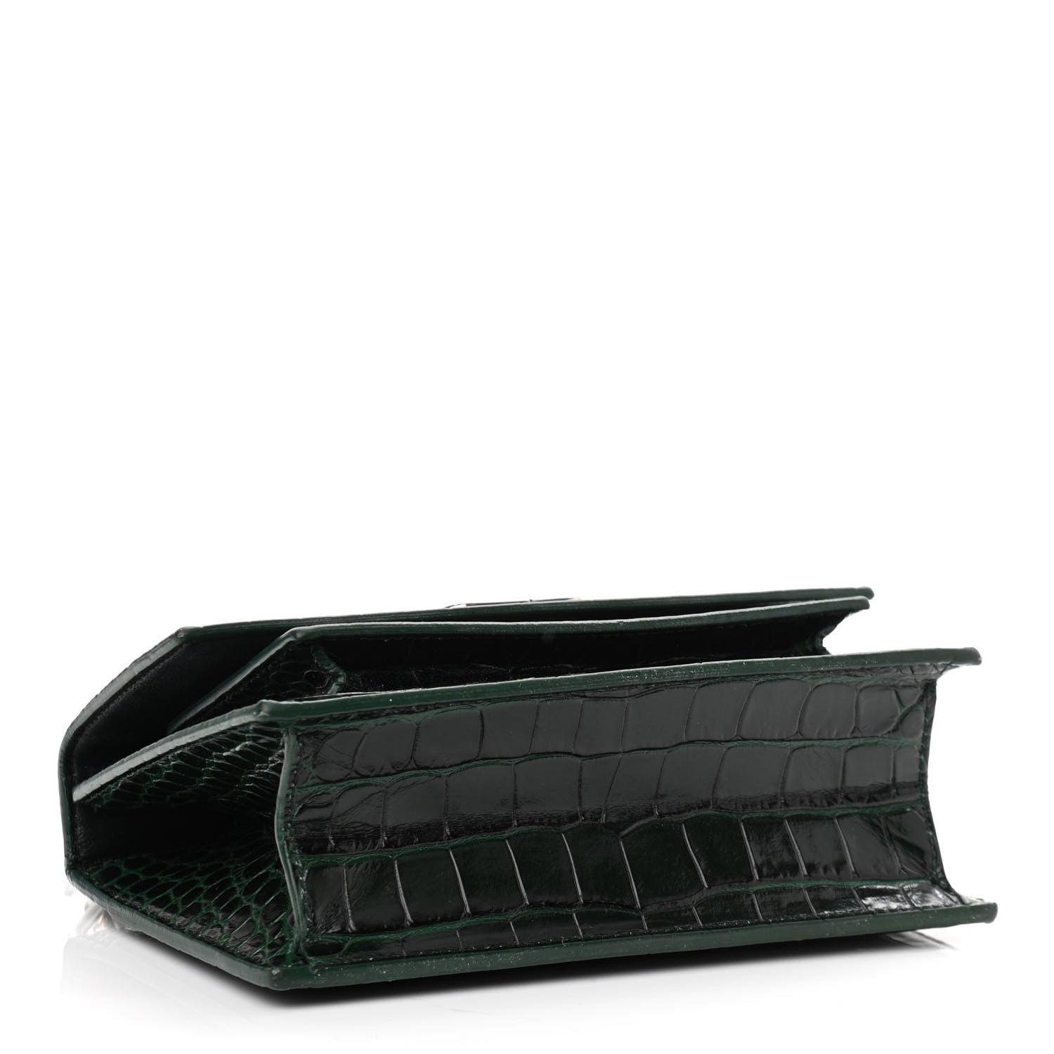 Balenciaga Shiny Calfskin Crocodile Embossed XS Sharp Top Handle Bag Forest Green 4 of 12