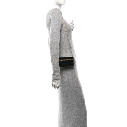 Judith Leiber Swarovski Crystal Glass Bead Minaudiere Clutch Black Multicolor 2 of 9