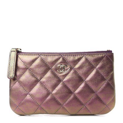 Chanel Iridescent Lambskin Quilted Small Cosmetic Case Purple 1 of 8