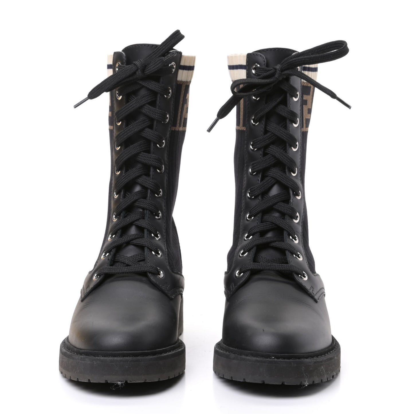 Calfskin Stretch Fabric Rockoko Biker Boots 36 Tobacco Black Marino