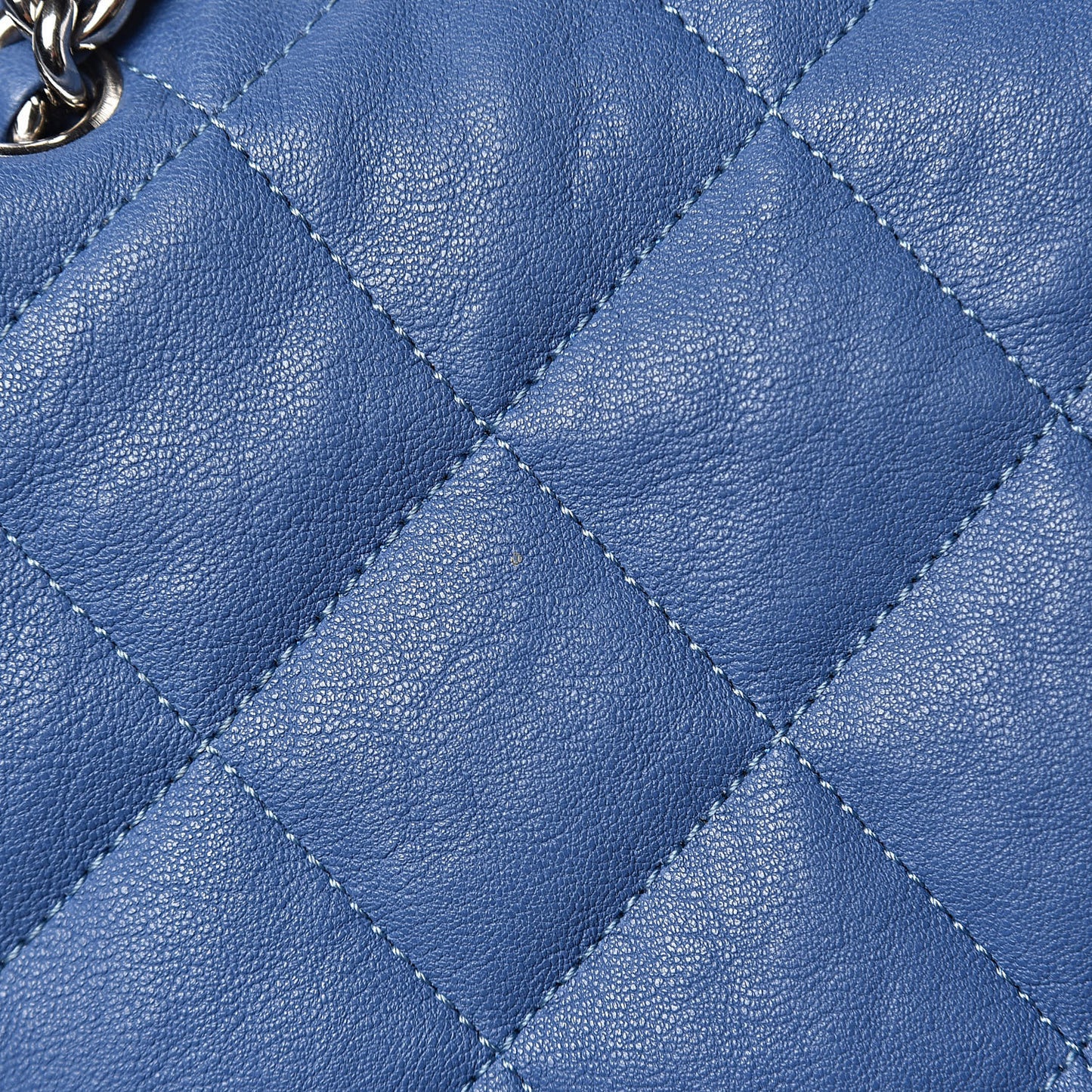 Washed Lambskin Quilted Chain Around Maxi Flap Light Blue