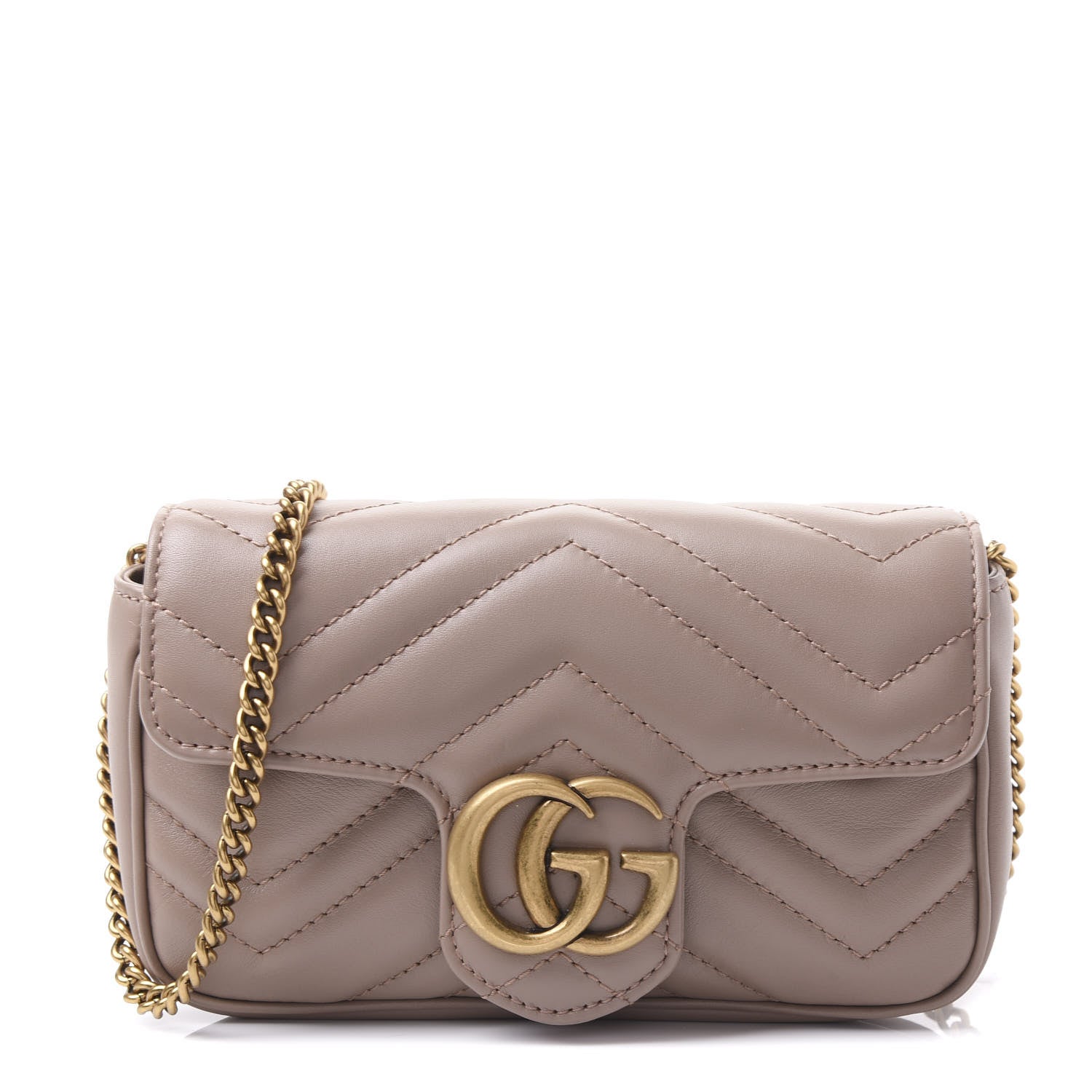 Gucci Calfskin Matelasse Super Mini GG Marmont Shoulder Bag Porcelain Rose 1 of 26
