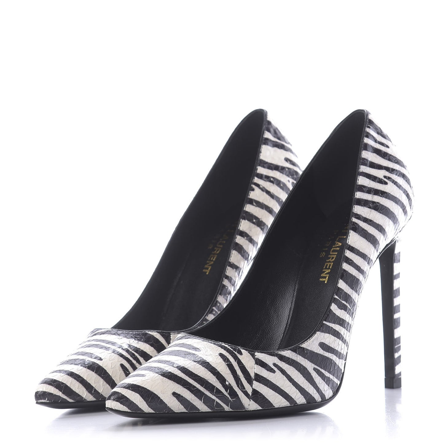 Snakeskin Zebra Print Paris Pumps 37.5 Black White