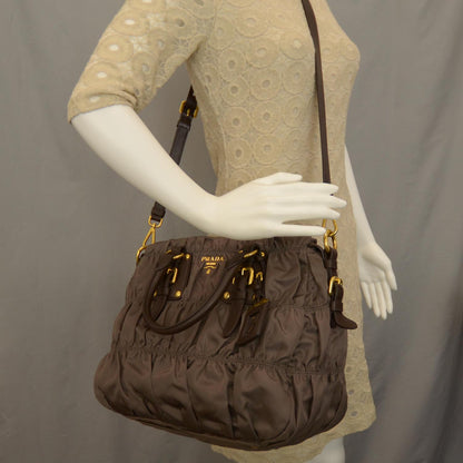 Prada Tessuto Nylon Gaufre Tote Fumo 2 of 7