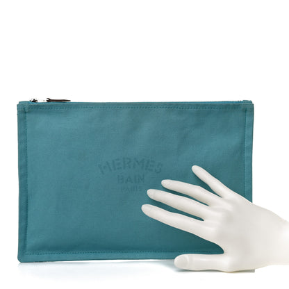 Hermes Toile Flat Yachting Pouch Bleu Atoll 2 of 11