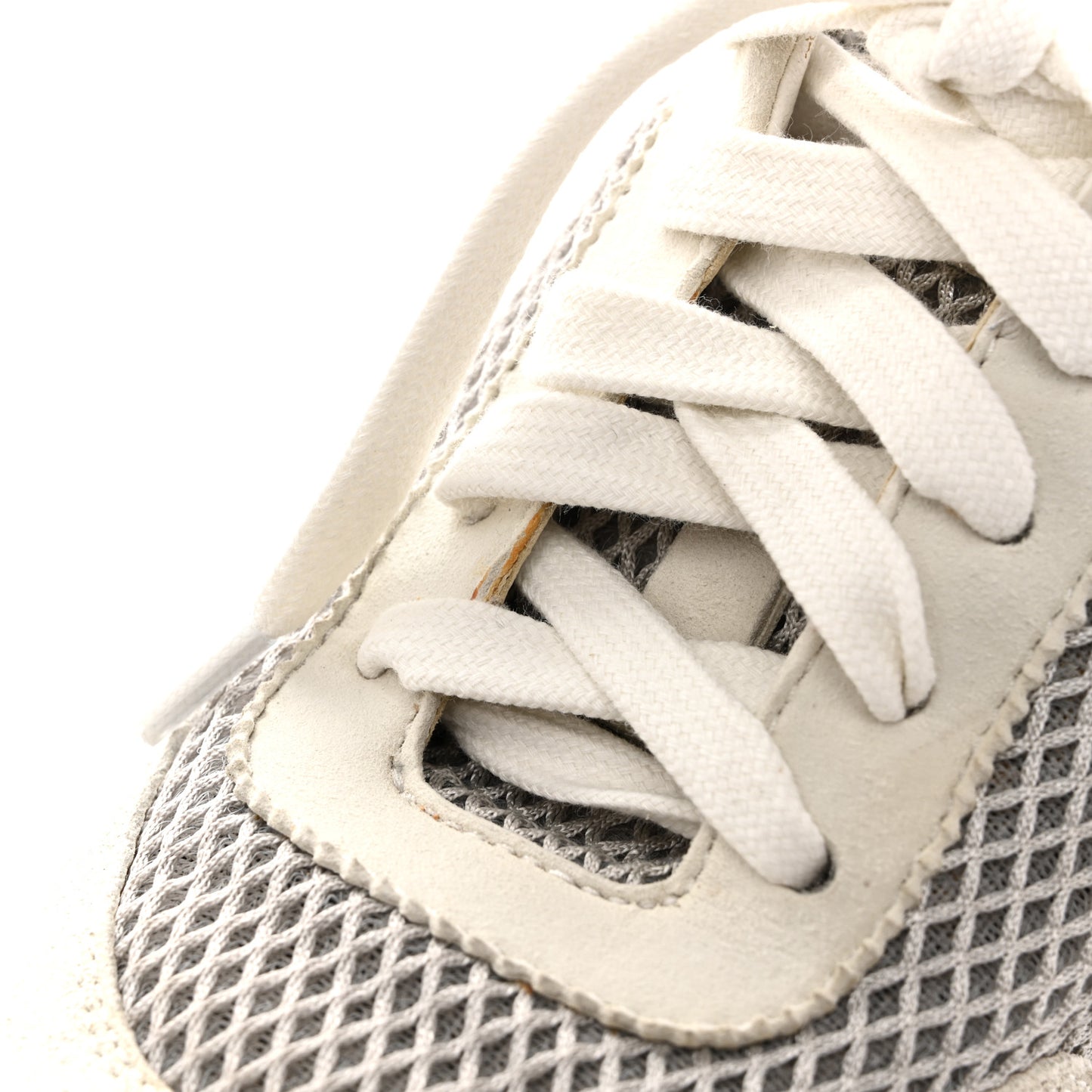 Air Mesh Suede Goatskin Bouncing Sneakers 35 Gris Lulea White