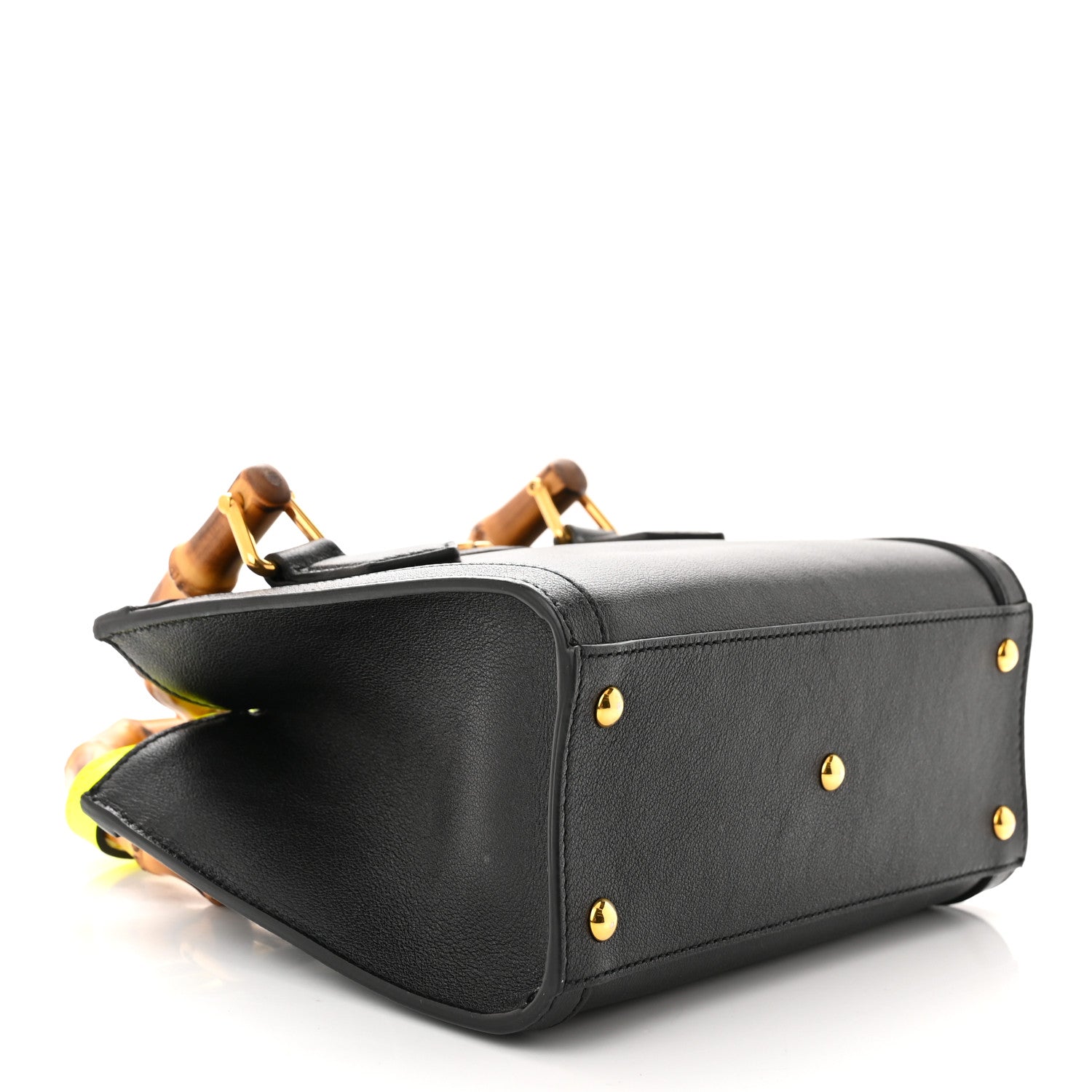 Gucci Wonka Grain Calfskin Mini Diana Tote Bag Black Yellow Fluo 4 of 13