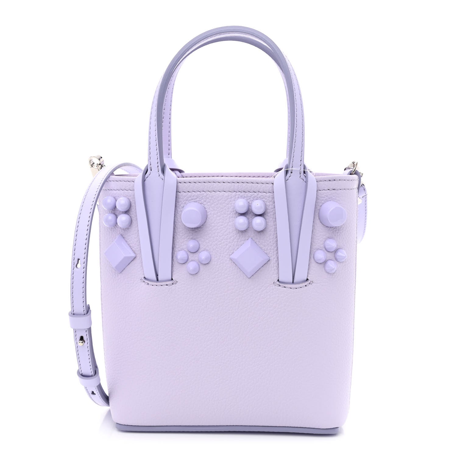 Christian Louboutin Calfskin Empire Spike Studded Mini North South Cabata Tote Lilac Smoke 1 of 11