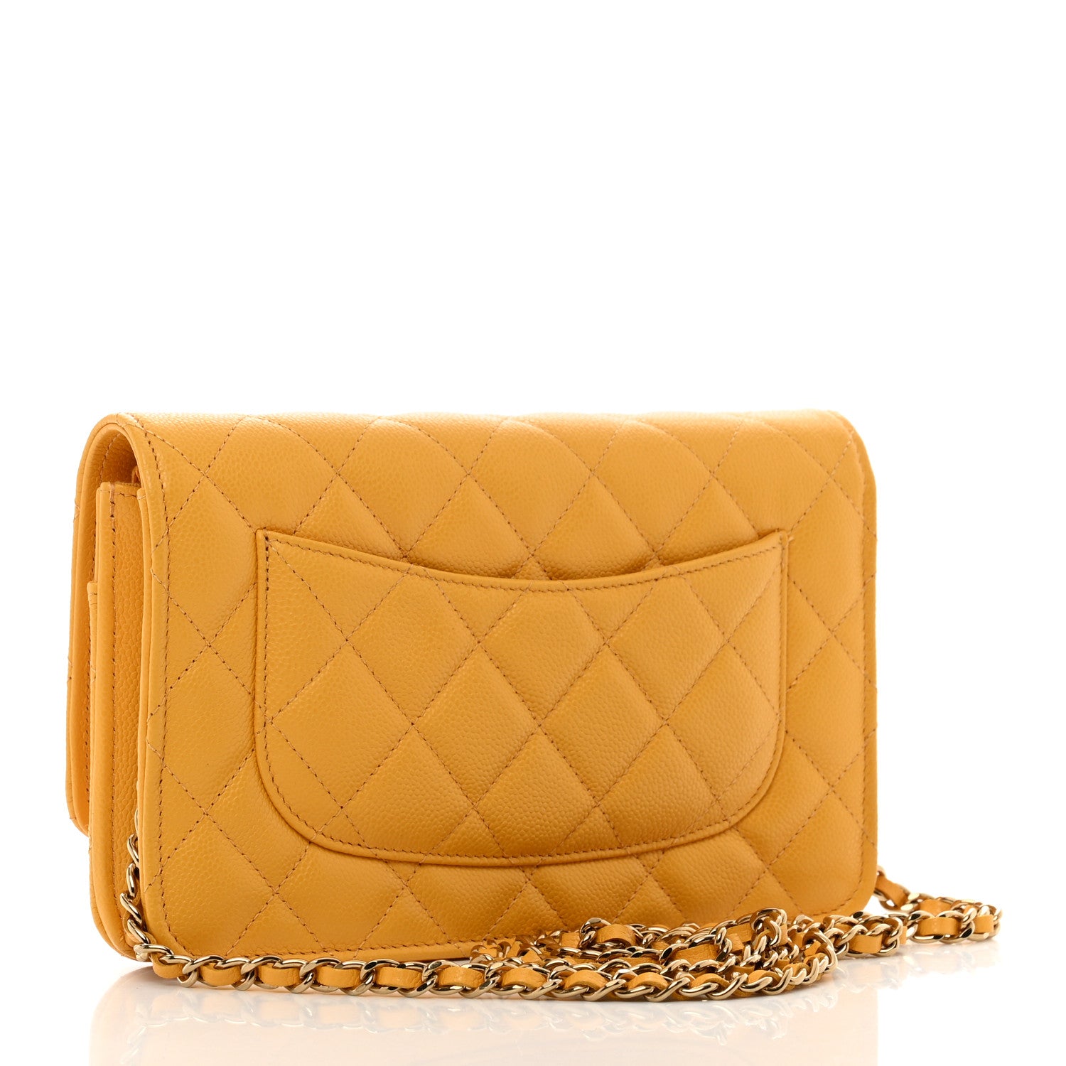 Chanel Caviar Quilted Wallet on Chain WOC Yellow 3 of 9