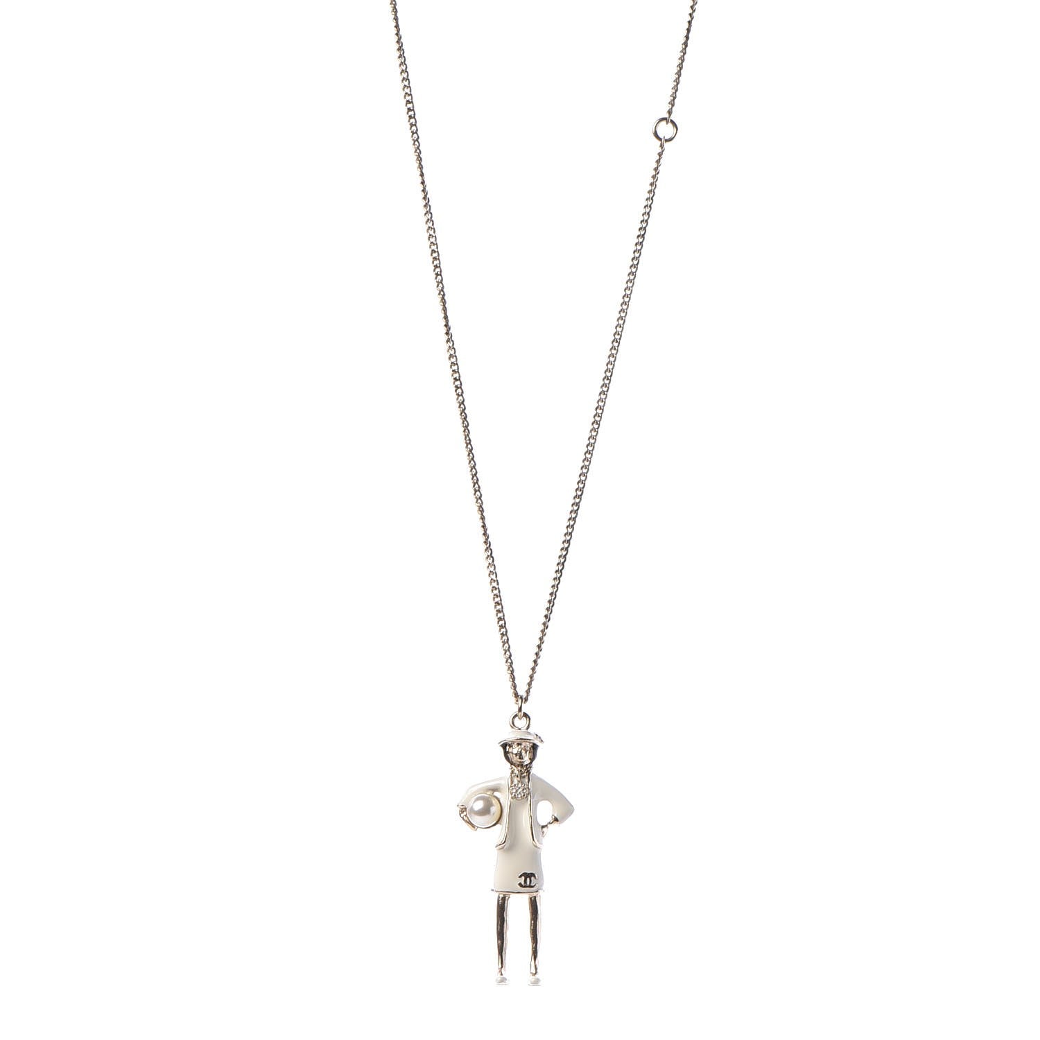 Chanel Enamel Pearl Coco CC Pendant Necklace Gold 1 of 7
