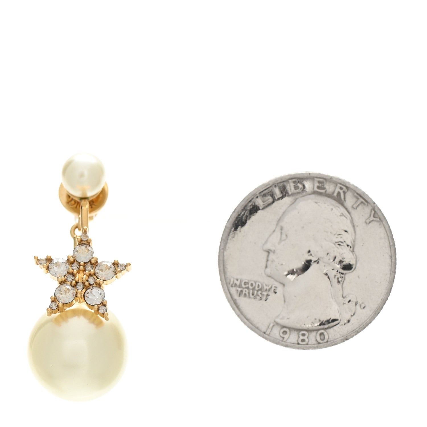 Christian Dior Pearl Crystal My ABCDior Tribales Etoile Earring Gold 2 of 4