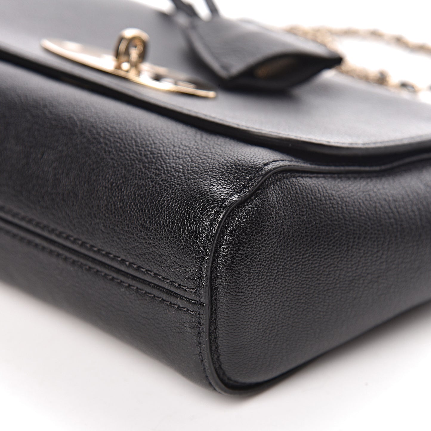 Glossy Goatskin Small Lily Flap Black