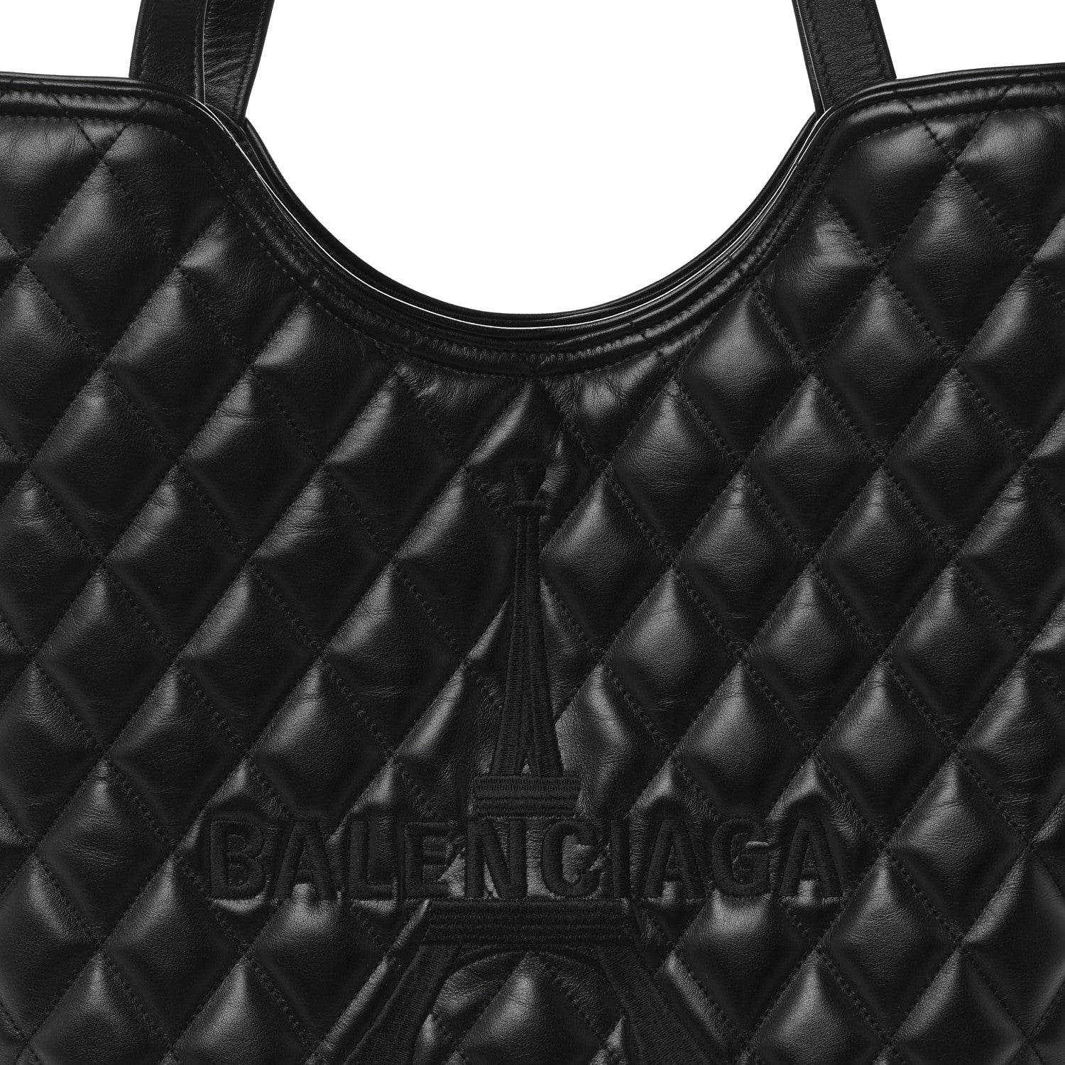 Balenciaga Calfskin Quilted Paris Shopper Tote Black 8 of 12