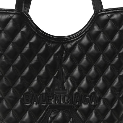 Balenciaga Calfskin Quilted Paris Shopper Tote Black 8 of 12