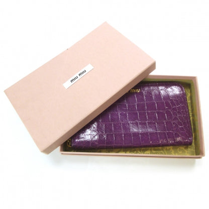 Miu Miu Patent Crocodile Embossed Wallet Purple 4 of 9