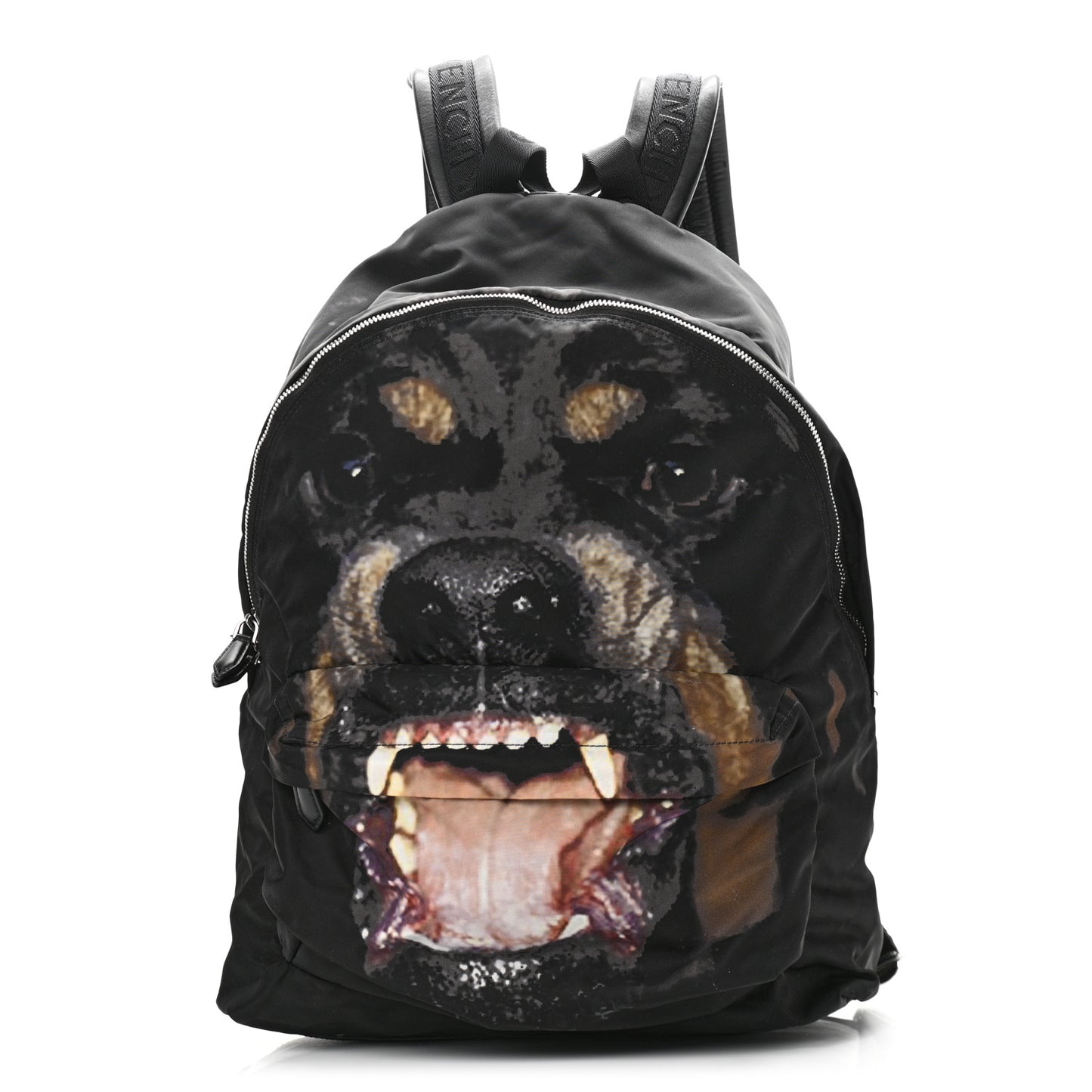 Nylon Rottweiler Print Backpack Black