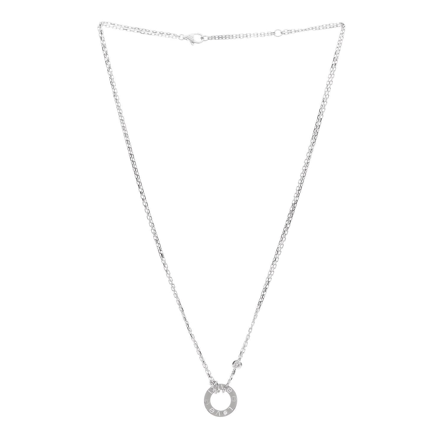 18K White Gold 2 Diamond LOVE Necklace