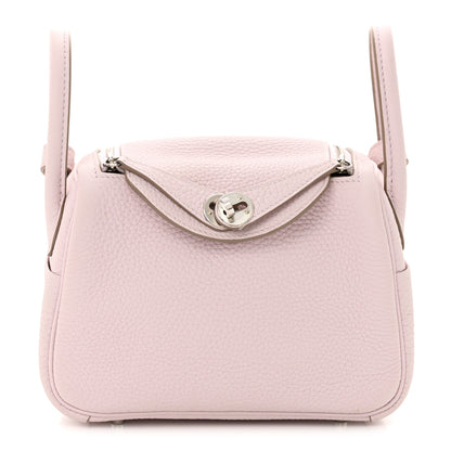 Hermes Taurillon Clemence Verso Mini Lindy 20 Mauve Pale Mushroom 1 of 11