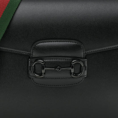 Gucci Azalea Calfskin Web Monochrome Medium Horsebit 1955 Shoulder Bag Black 7 of 9