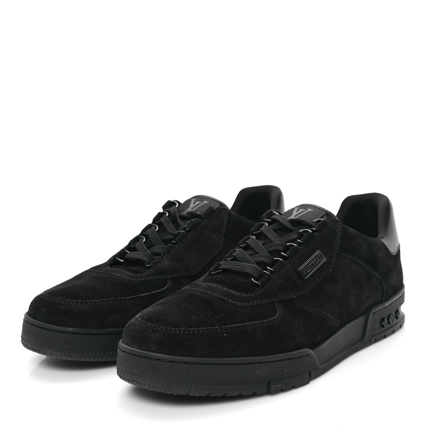 Suede Mens LV Trainer Sneakers 10 Black