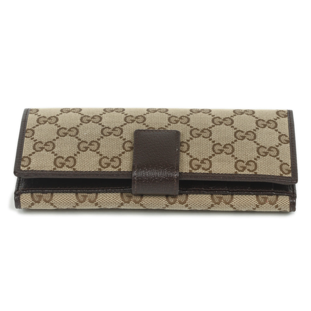 Monogram Metal Bar Continental Flap Wallet Beige Ebony Dark Brown