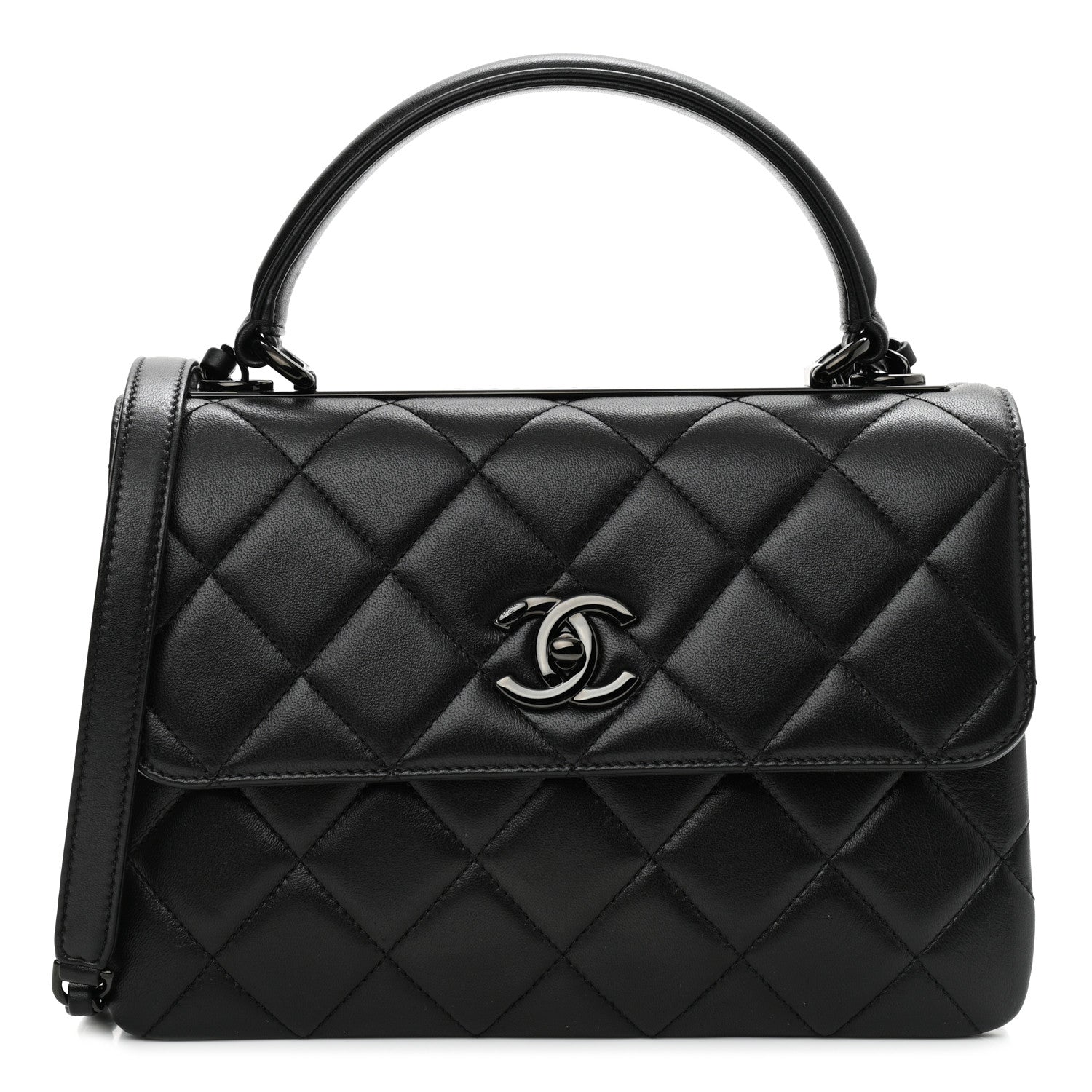 Chanel Lambskin Quilted Small Trendy CC Dual Handle Flap Bag So Black 1 of 10