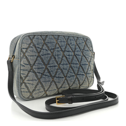 Saint Laurent Denim Matelasse Quilted Summer Embroidered Classic Monogram Camera Bag Blue 3 of 11