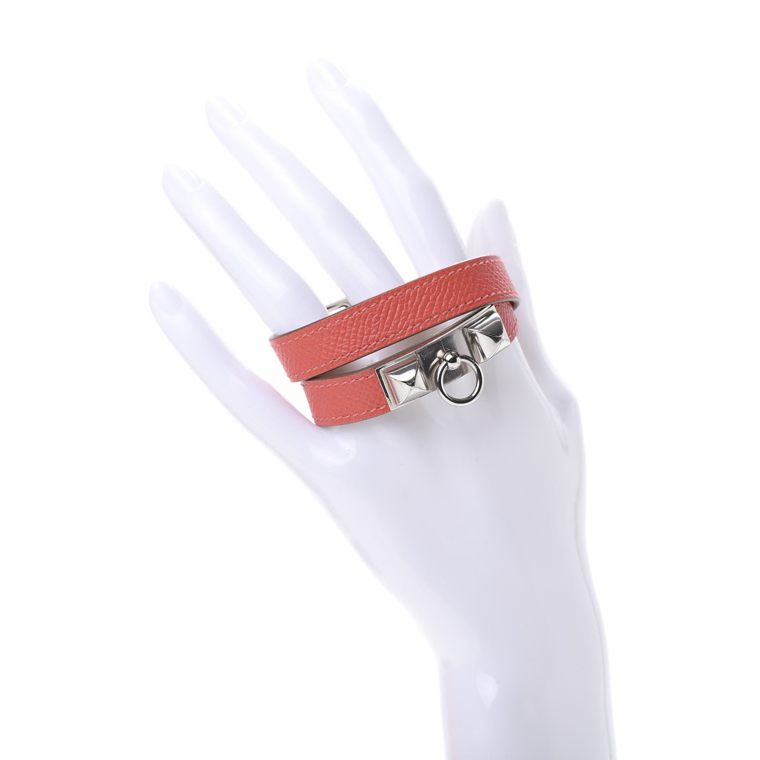 Hermes Epsom Rivale Double Tour Bracelet XS Rose Jaipur 2 of 6