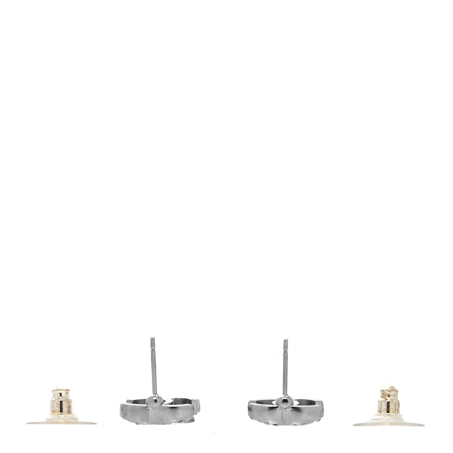 Chanel Crystal Pearl Flower CC Earrings Silver 3 of 4