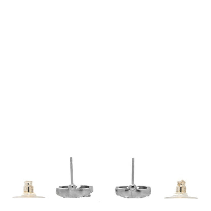 Chanel Crystal Pearl Flower CC Earrings Silver 3 of 4