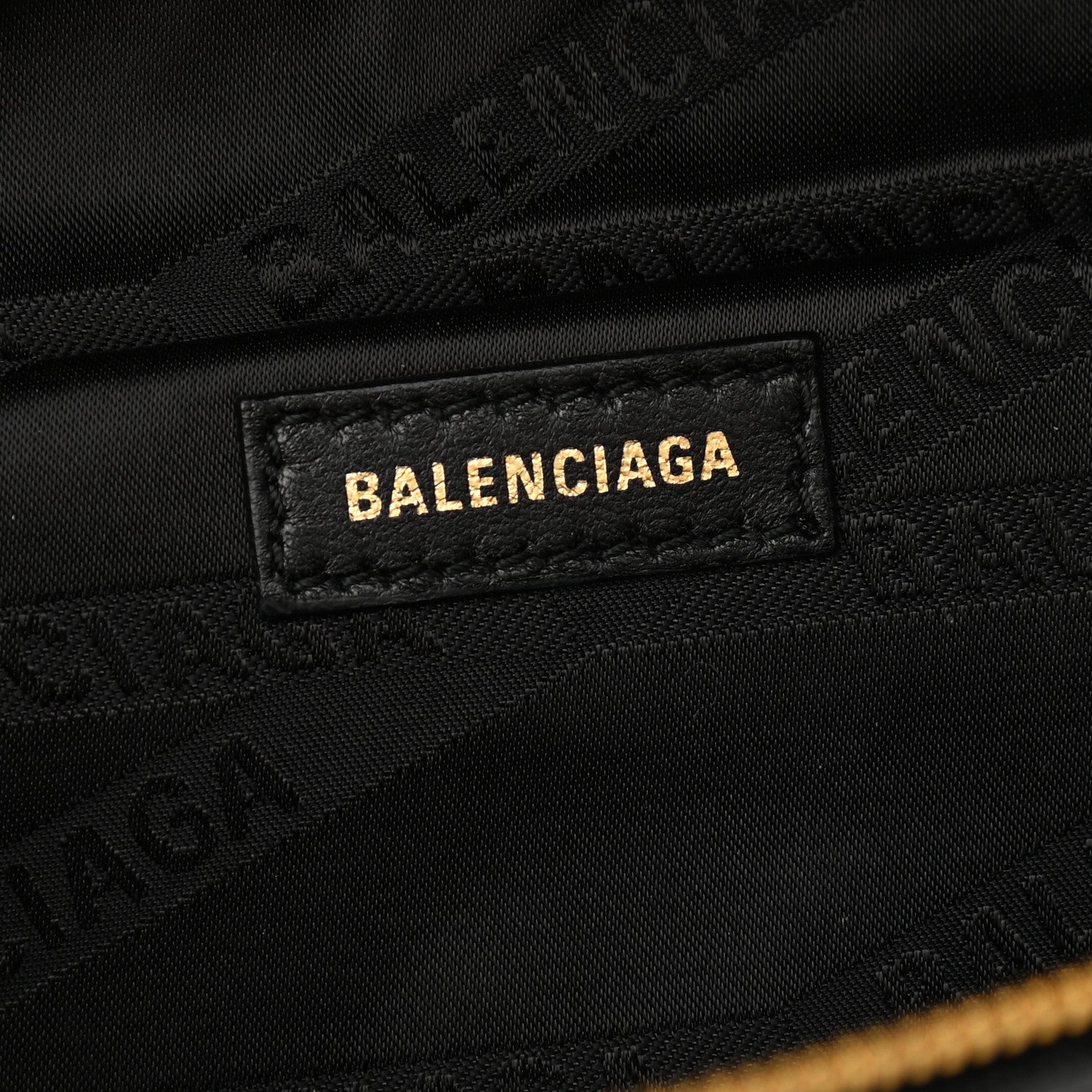 Balenciaga Shiny Goatskin Allover Logo Embossed XXS Souvenir Belt Bag Black 6 of 8