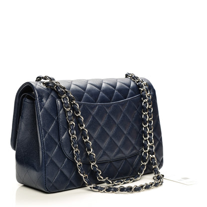 Chanel Caviar Quilted Jumbo Double Flap Navy Blue 3 of 7