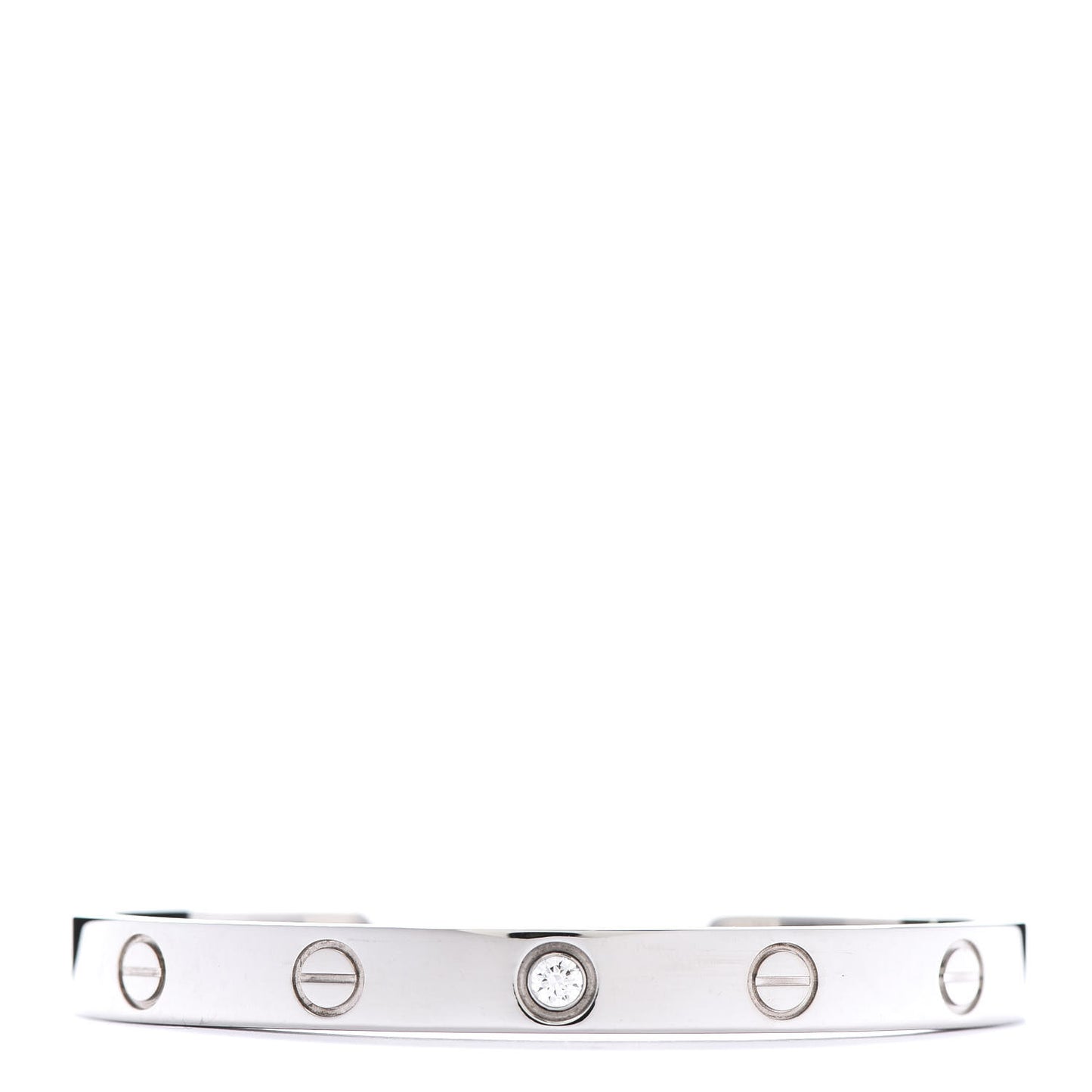 18K White Gold 1 Diamond LOVE Cuff Bracelet 16
