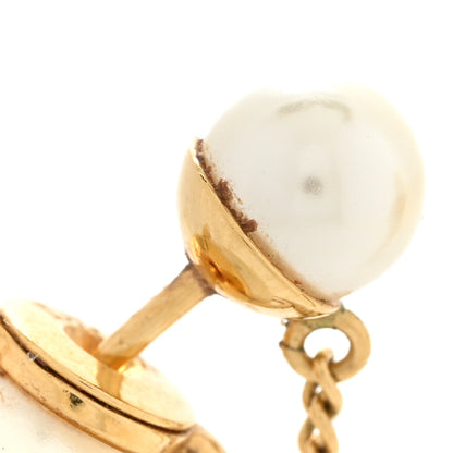 Christian Dior Pearl Tribales Dangle Chain Earrings Gold 5 of 6