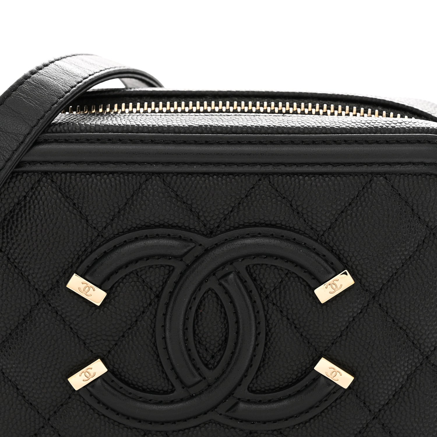 Chanel Caviar Quilted CC Filigree Vanity Clutch With Chain Black 8 of 11