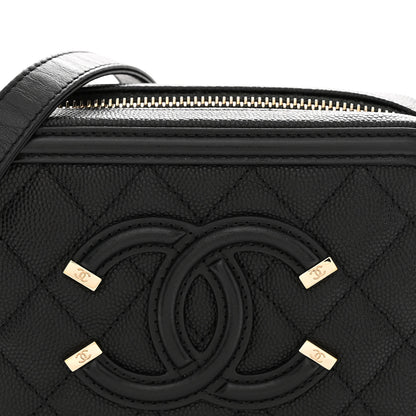 Chanel Caviar Quilted CC Filigree Vanity Clutch With Chain Black 8 of 11