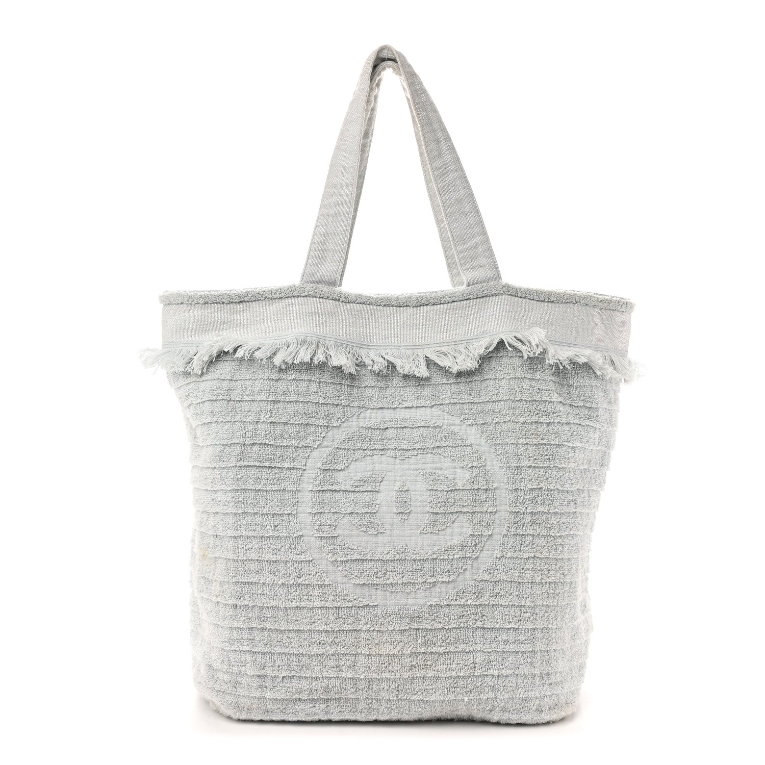 Chanel Terry Cotton CC Beach Tote Towel Set Light Grey 1 of 10