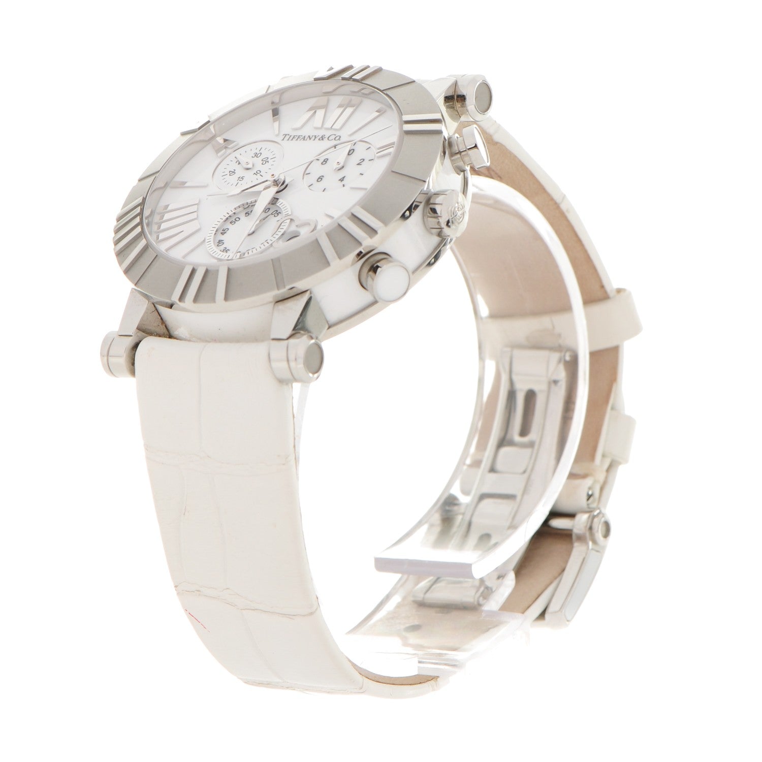 Tiffany Stainless Steel Alligator 36mm Atlas Chronograph Quartz Watch 7 of 9