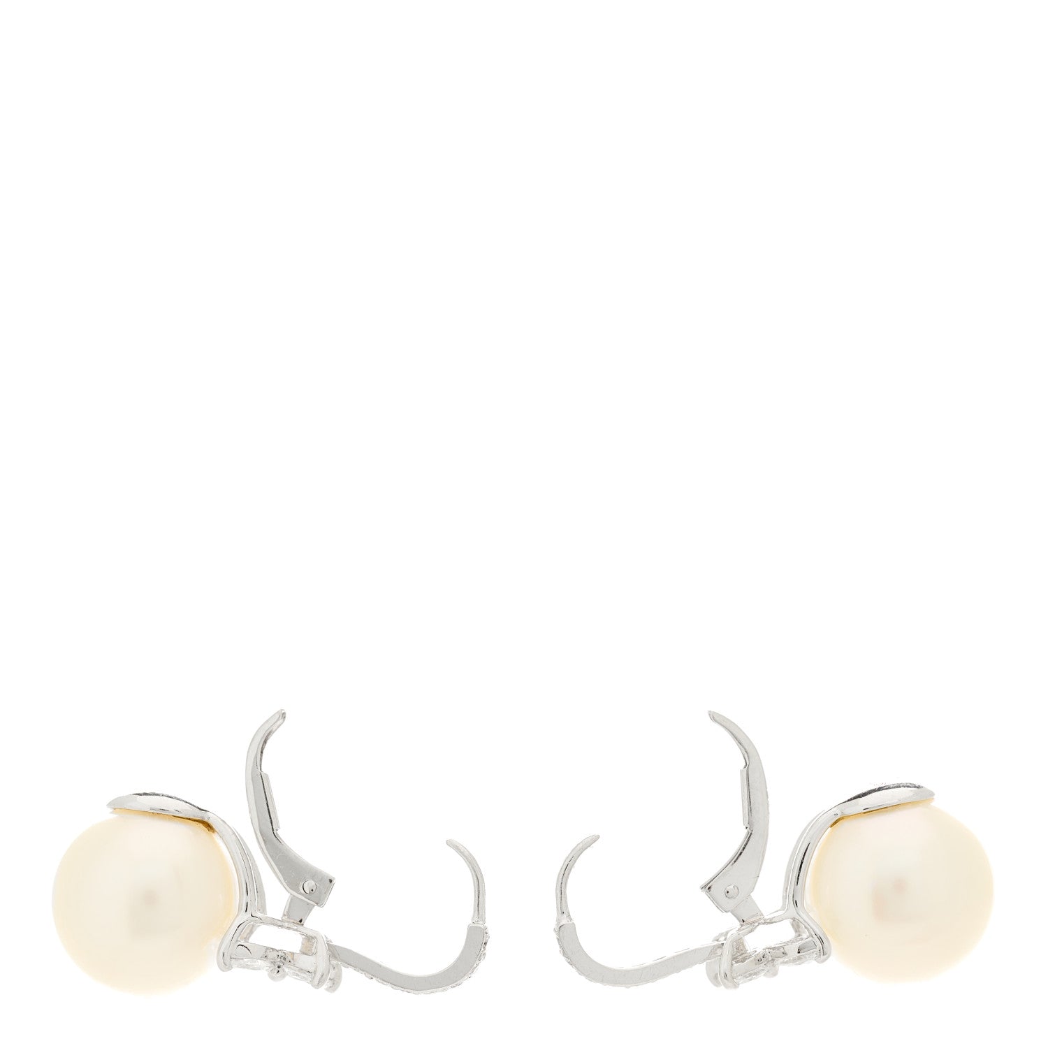 Tiffany Platinum Diamond Pearl Victoria Drop Earrings 1 of 3