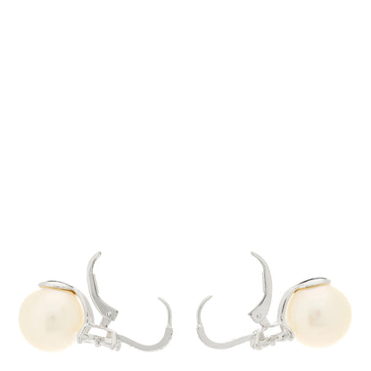 Tiffany Platinum Diamond Pearl Victoria Drop Earrings 1 of 3