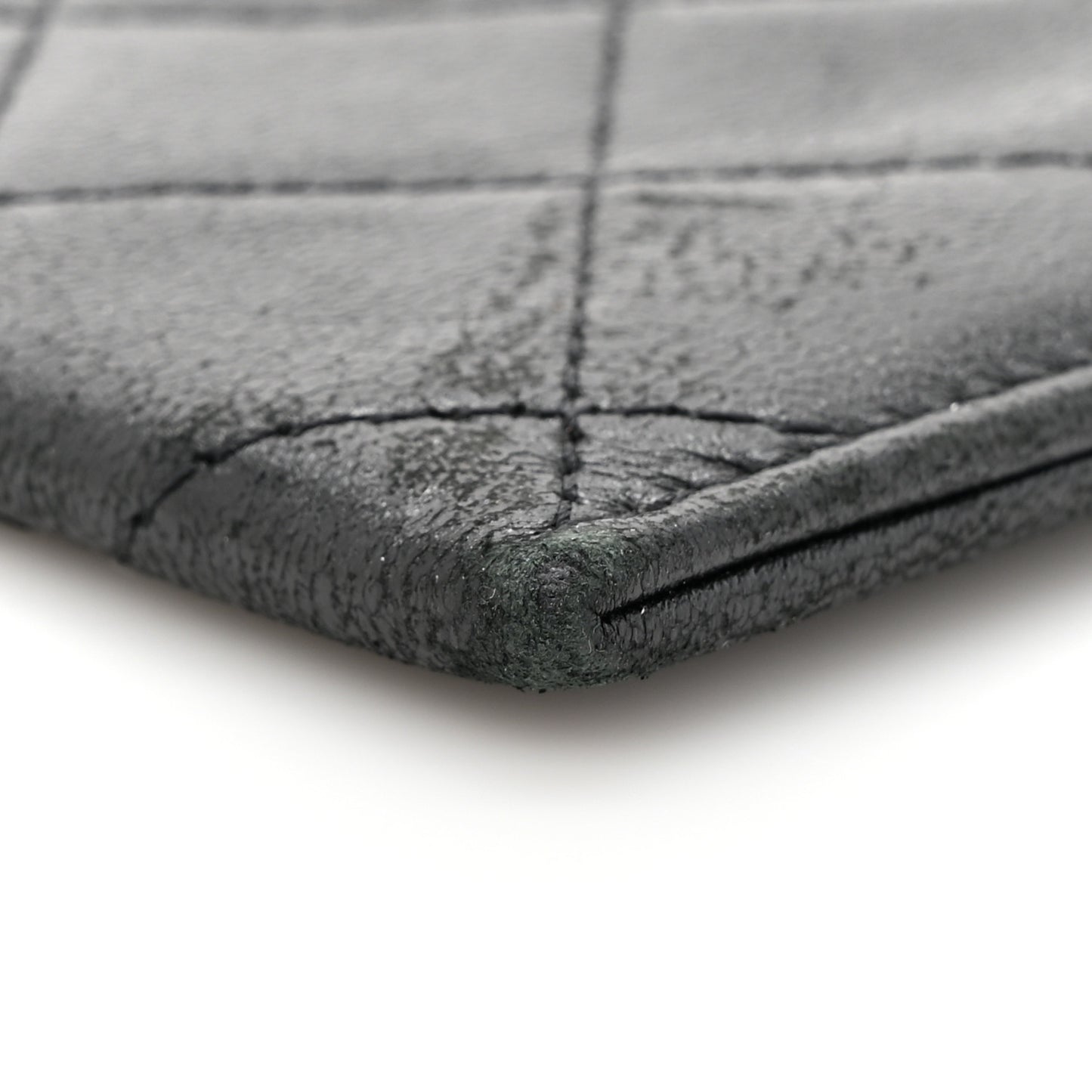Lambskin Quilted Card Holder Black