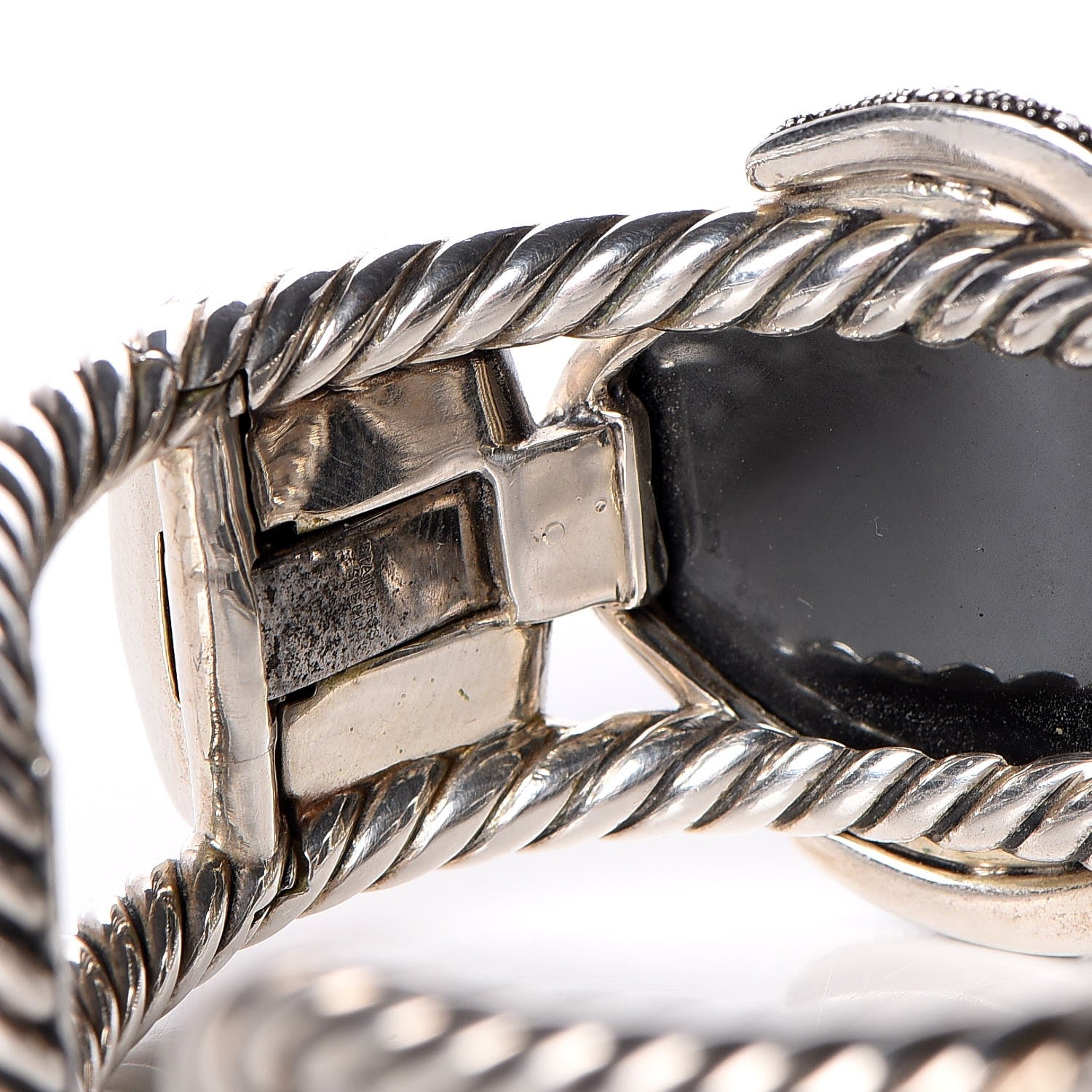 David Yurman Sterling Silver Diamond Hematine Gray Orchid Onyx Moonlight Cuff 4 of 6