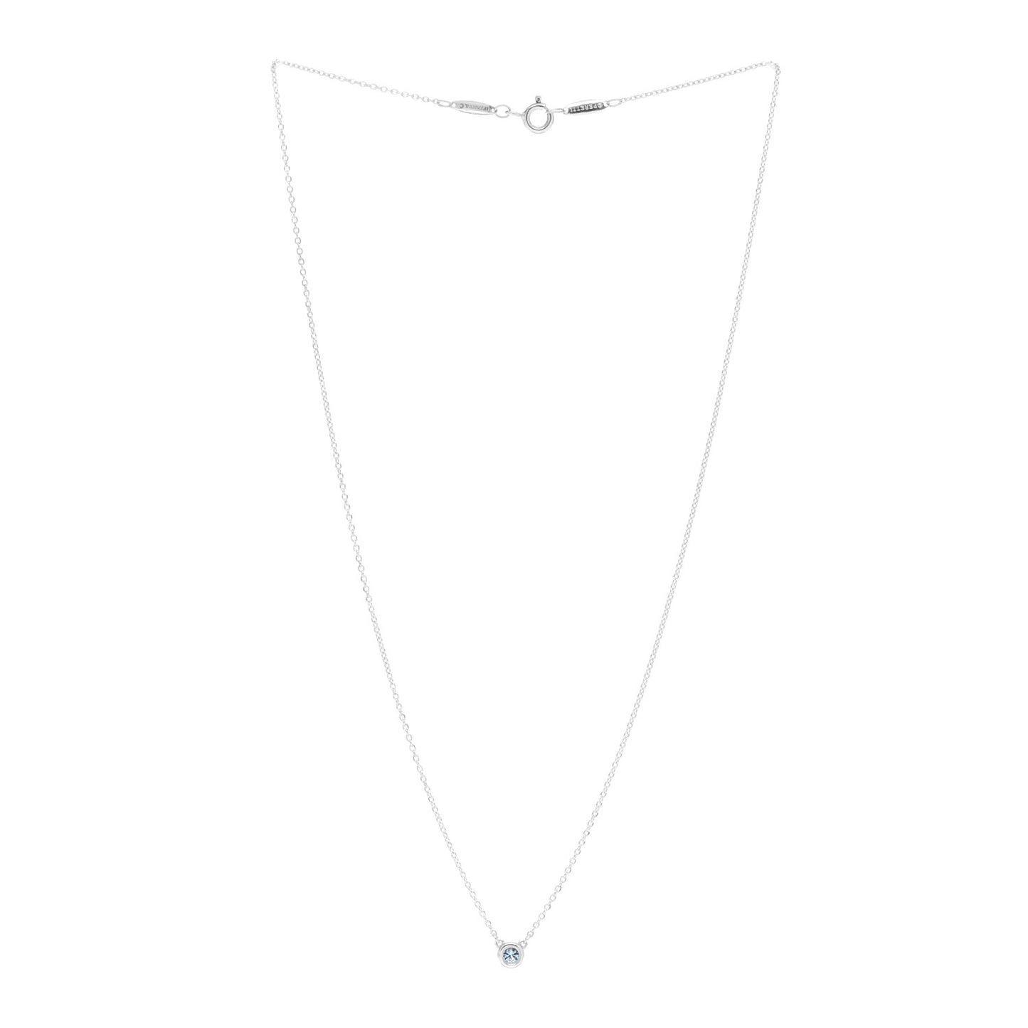 Sterling Silver Aquamarine .06ct Elsa Peretti Color by the Yard Pendant Necklace
