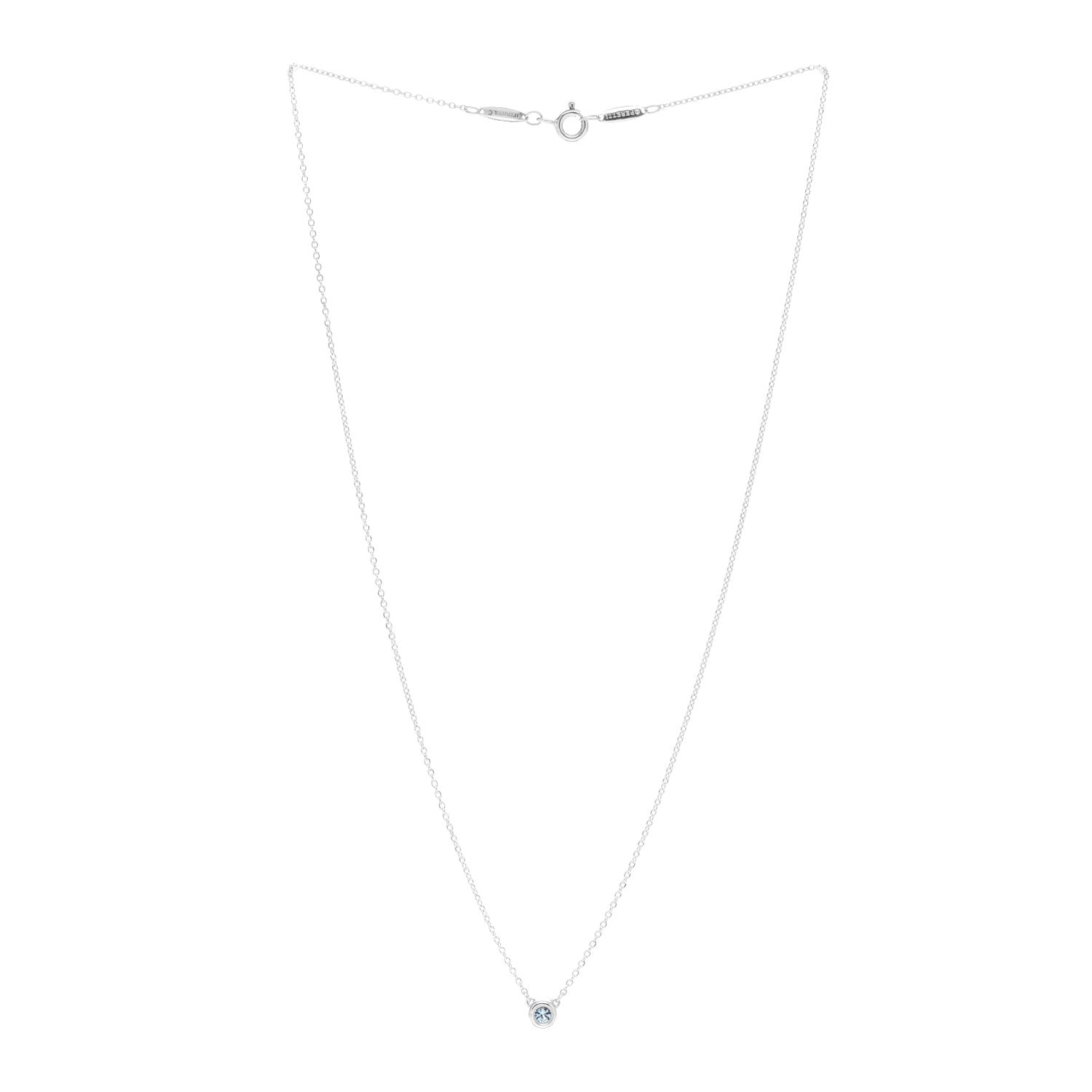 Tiffany Sterling Silver Aquamarine .06ct Elsa Peretti Color by the Yard Pendant Necklace 3 of 4