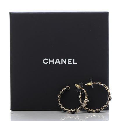 Chanel Lambskin CC Turnlock Chain Hoop Earrings Gold Black 5 of 5